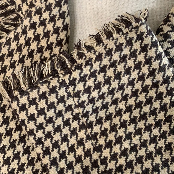 Love Riche Tan Brown Houndstooth Frayed Edging Lined Jacket Blazer NWT - Picture 12 of 16